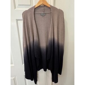 Barefoot Dreams CozyChic Lite Ombre Dip Dye Cardigan Taupe Navy Blue Womens L/XL